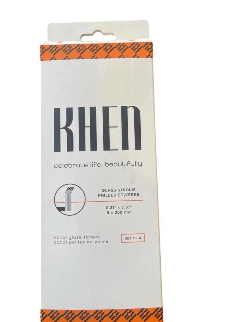 Glass Straws Set of 4 - Tonal Orange Accent